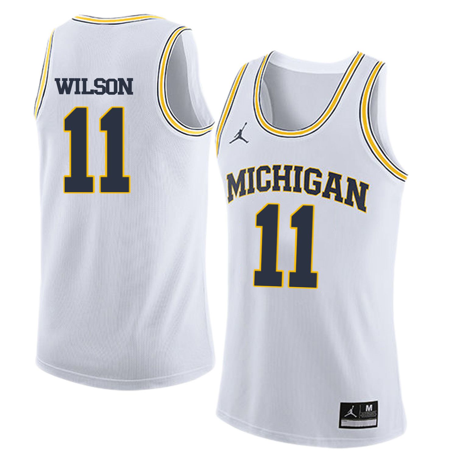 Men Jordan University of Michigan Basketball White #11 Wilson Customized NCAA Jerseys